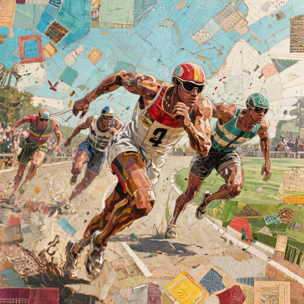 Dynamic Mixed Media Race Scene