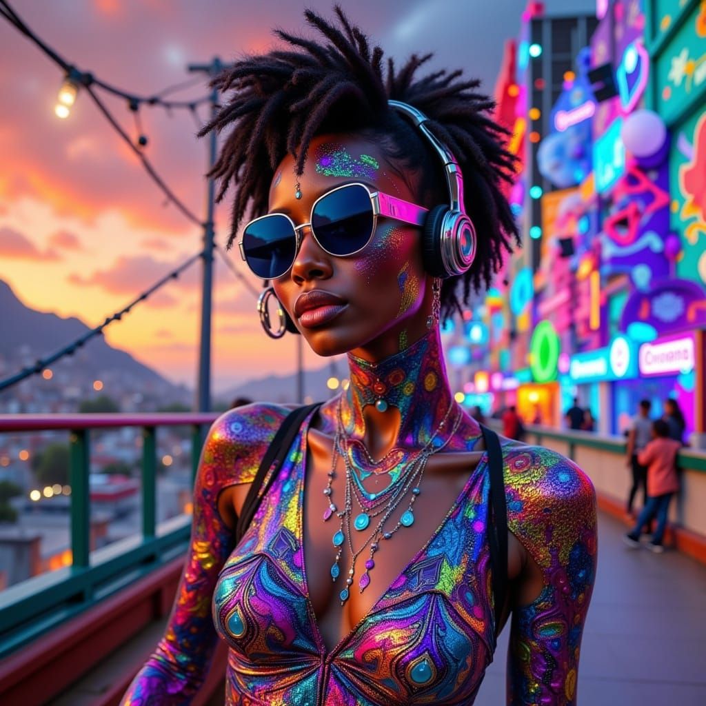 Stunning African Goddess in Futuristic Attire