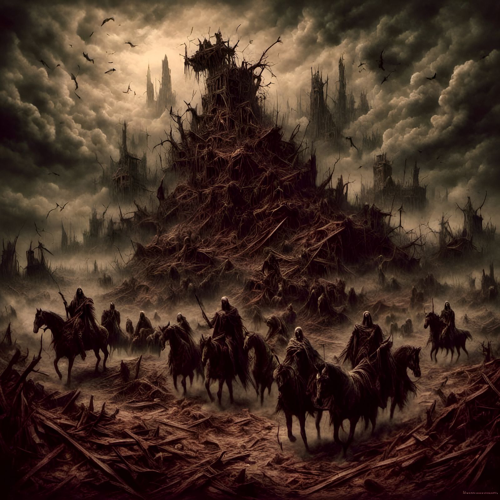 Apocalyptic Zombie Horsemen in Macabre Style