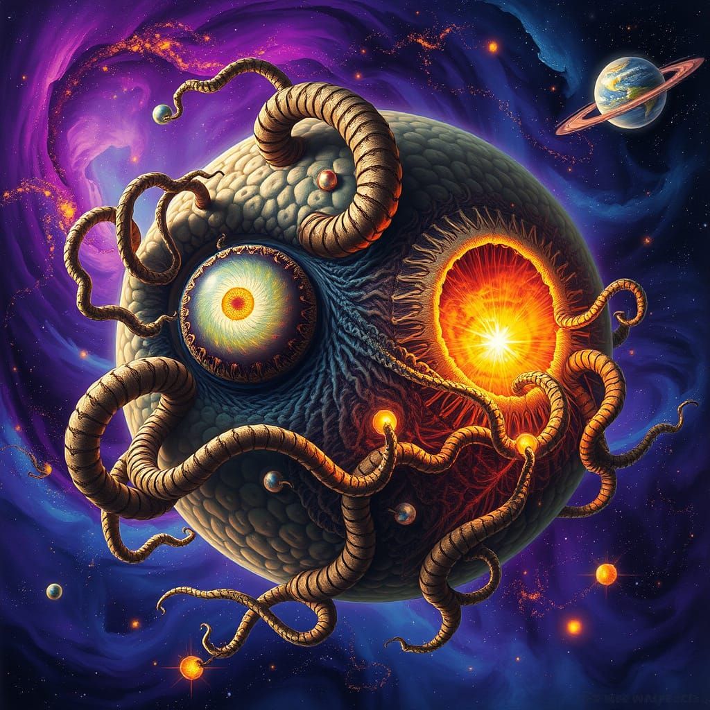 Eldritch Planet Devours Stars in Cosmic Abyss