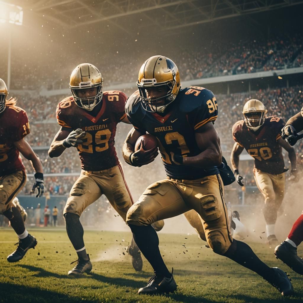 Intense American Football Action in Stadium