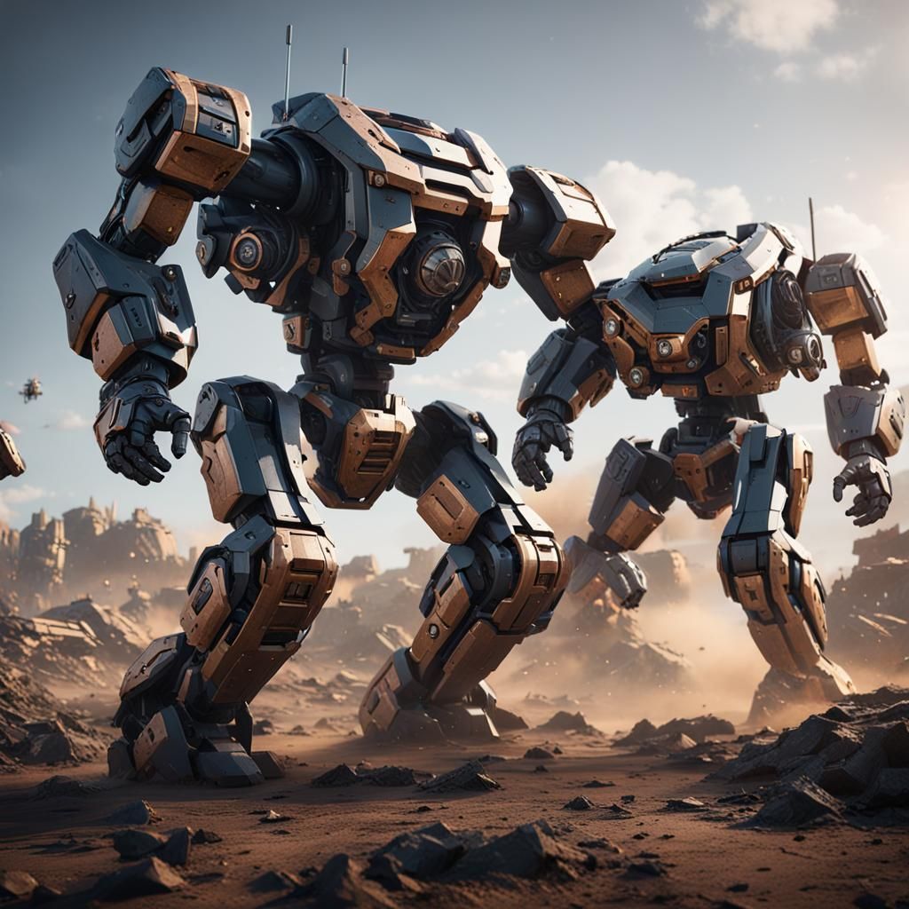 Mechs in Brutal Hand-to-Hand Combat: Sci-Fi Render