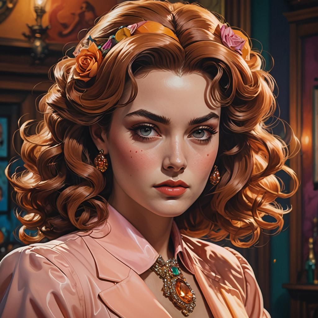 Hyperrealistic Wynona Ryder as Miss Peach Portrait