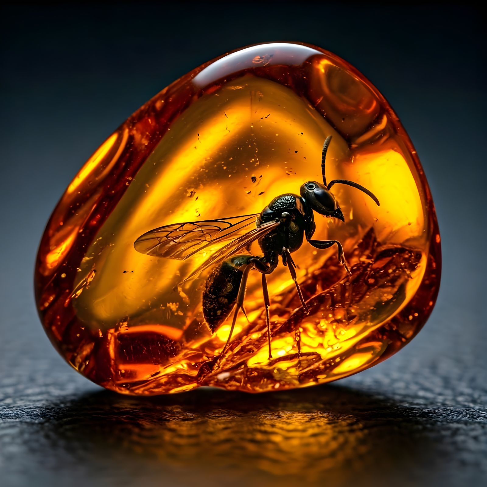 Tiny Wasp Fossilised in Amber