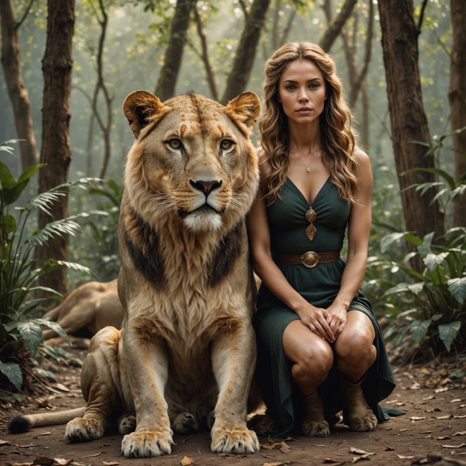 Majestic Woman-Lioness Hybrid with Eagle Wings