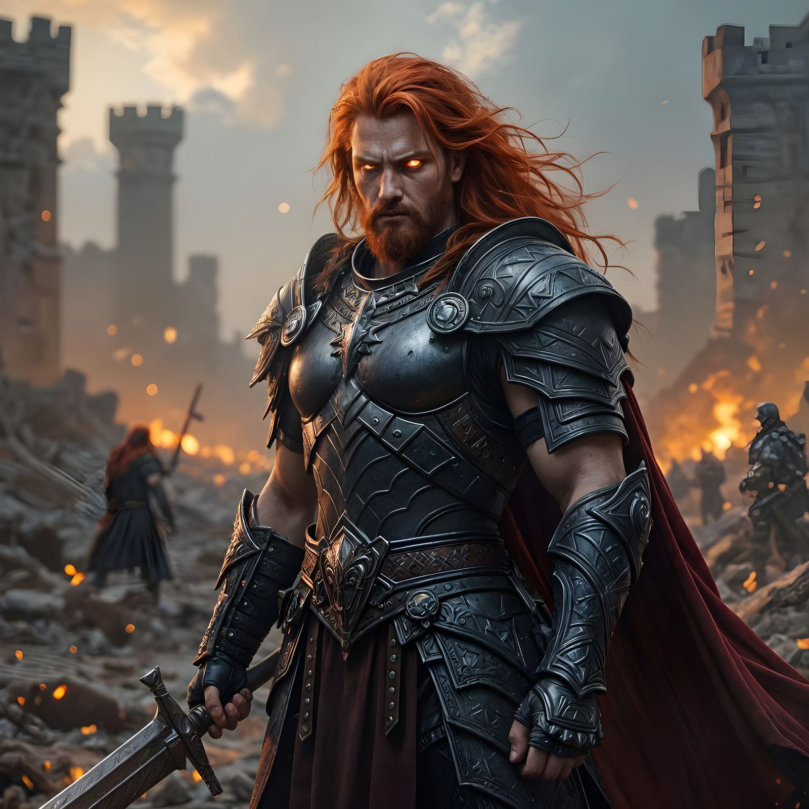 Warrior King on Battlefield in Obsidian Armor