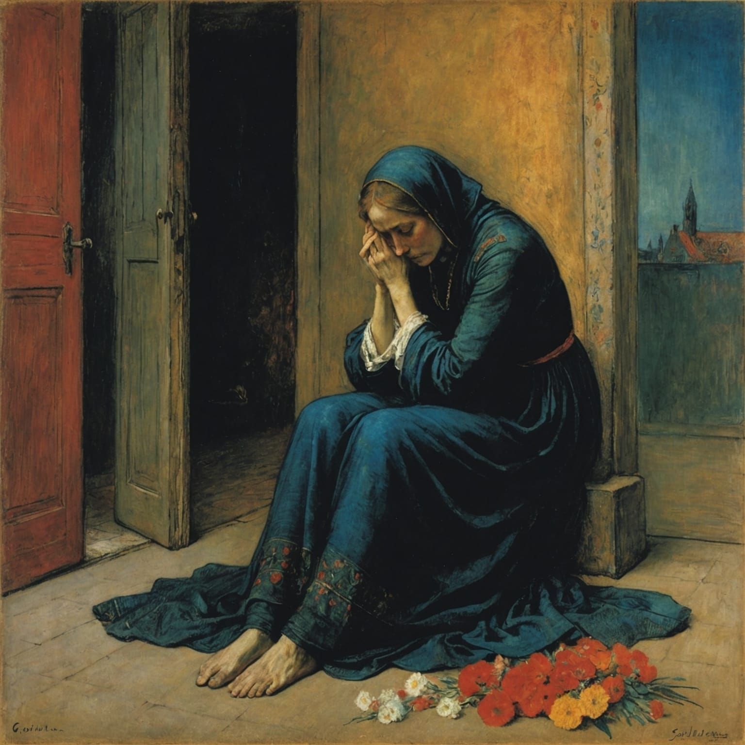 Woman's Grief: A Pastel Portrait