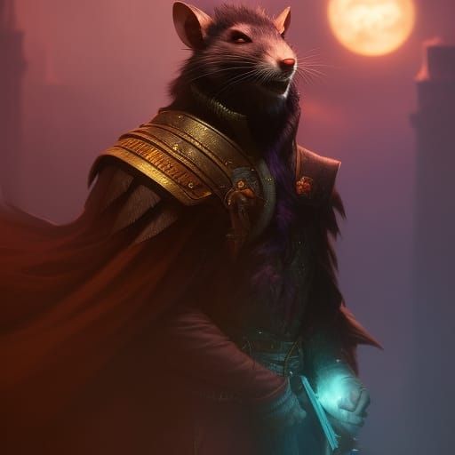 Wererat Warlock Portrait in Detailed Fantasy Art