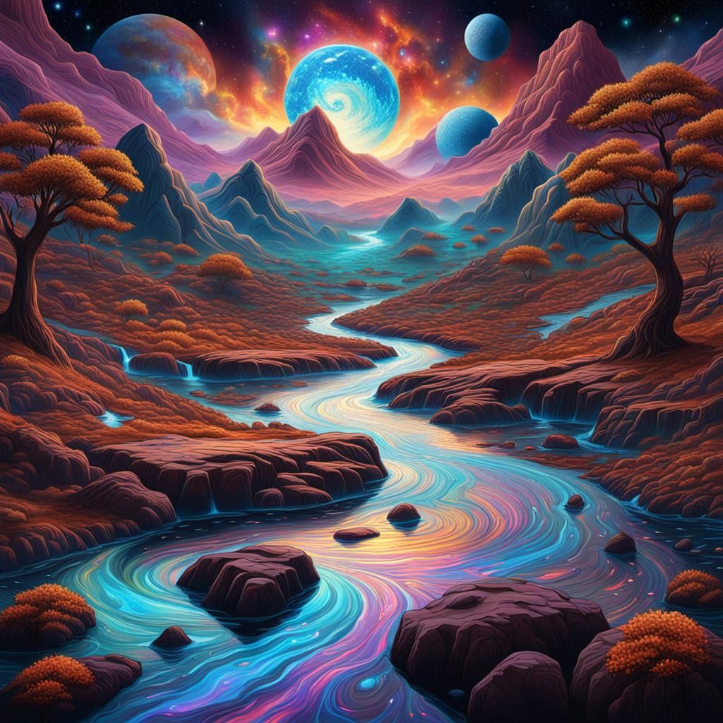 Chocolate River: Astral Cosmic Illustration