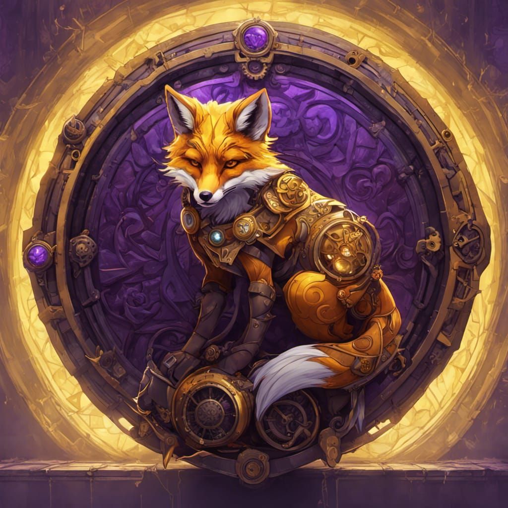 Celtic Steampunk Fox in Dark Fantasy Style