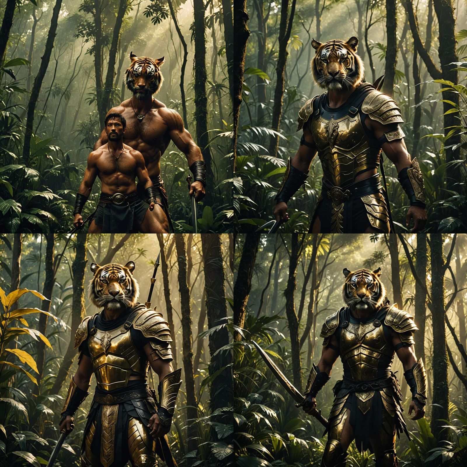 Tiger Gladiator in Jungle, Cinematic Film Still