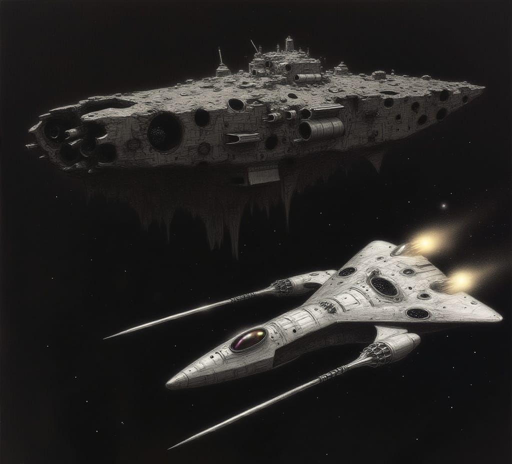 Shattered Warship in Void, Silver Flames of Afterburners