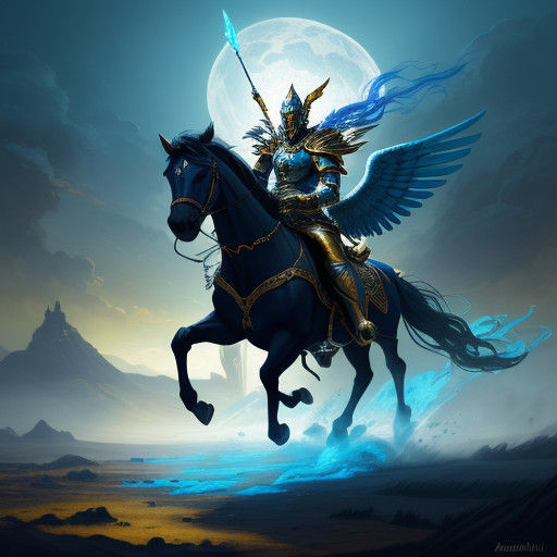 Epic Fantasy Warrior Rides Majestic Chariot Through Ancient...