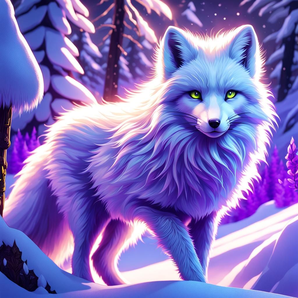 Arctic Fox in Dark Fantasy Art, 8K
