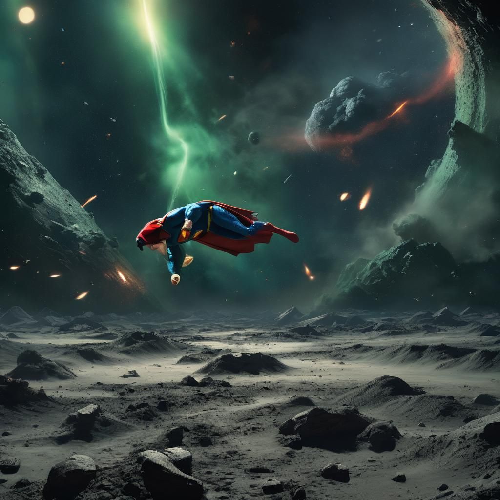 Superman's Defeat on the Moon: Fantasy Concept Art