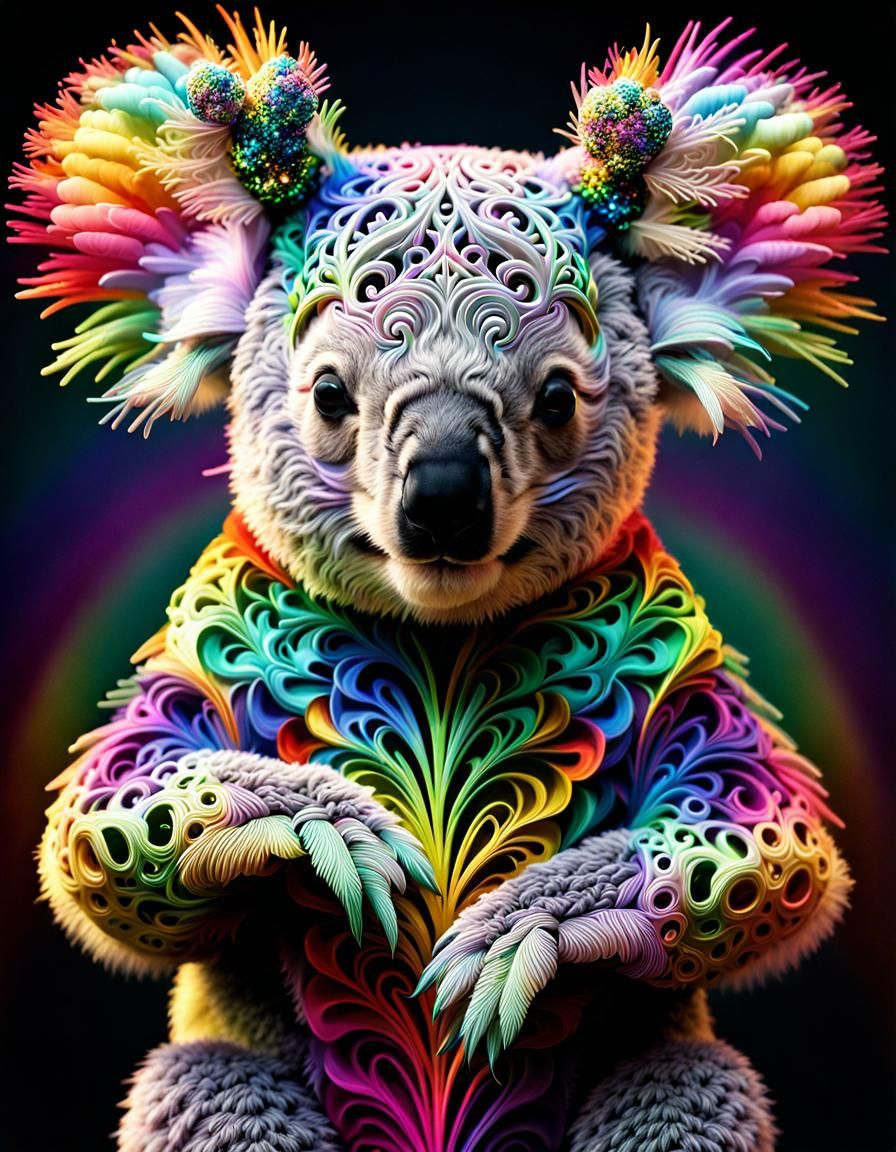 Surreal Fingerpunk Koala Made of Fingers