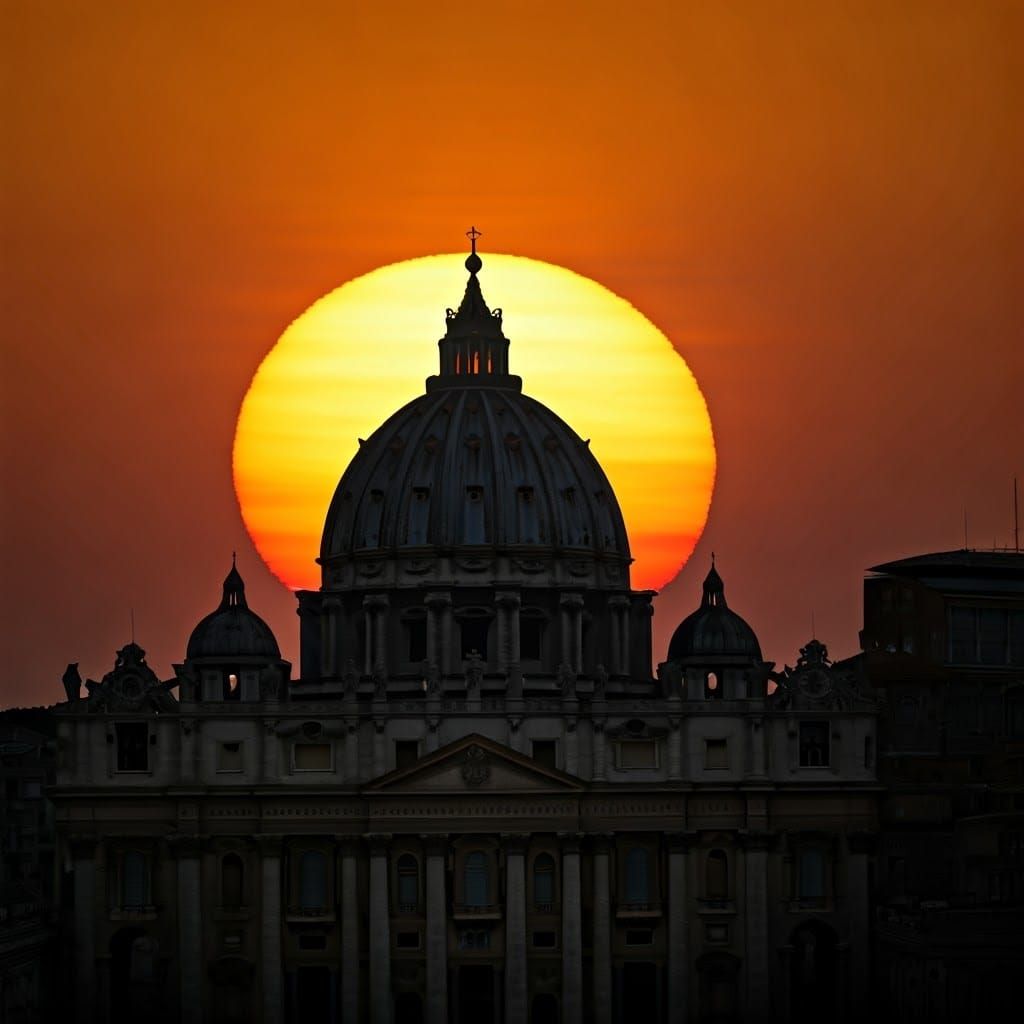 Vatican Silhouette at Sunset: Photorealistic Architecture