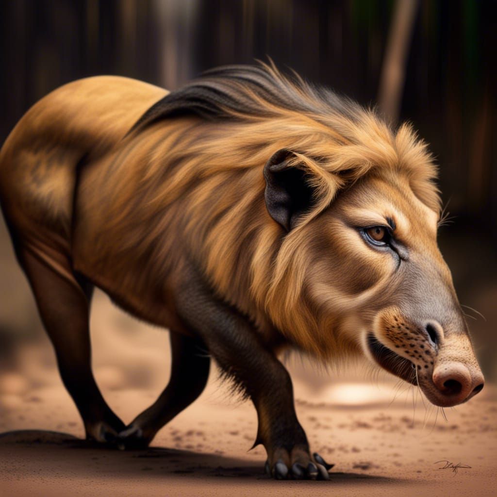 Lion Boar Hybrid Animal Photography