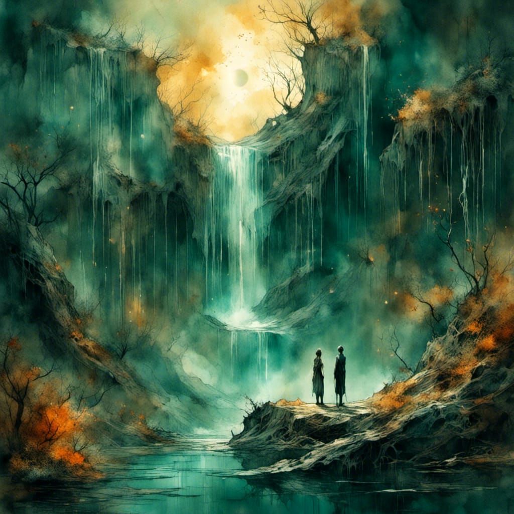 Waterfall from Giant's Eye: Fantasy Concept Art