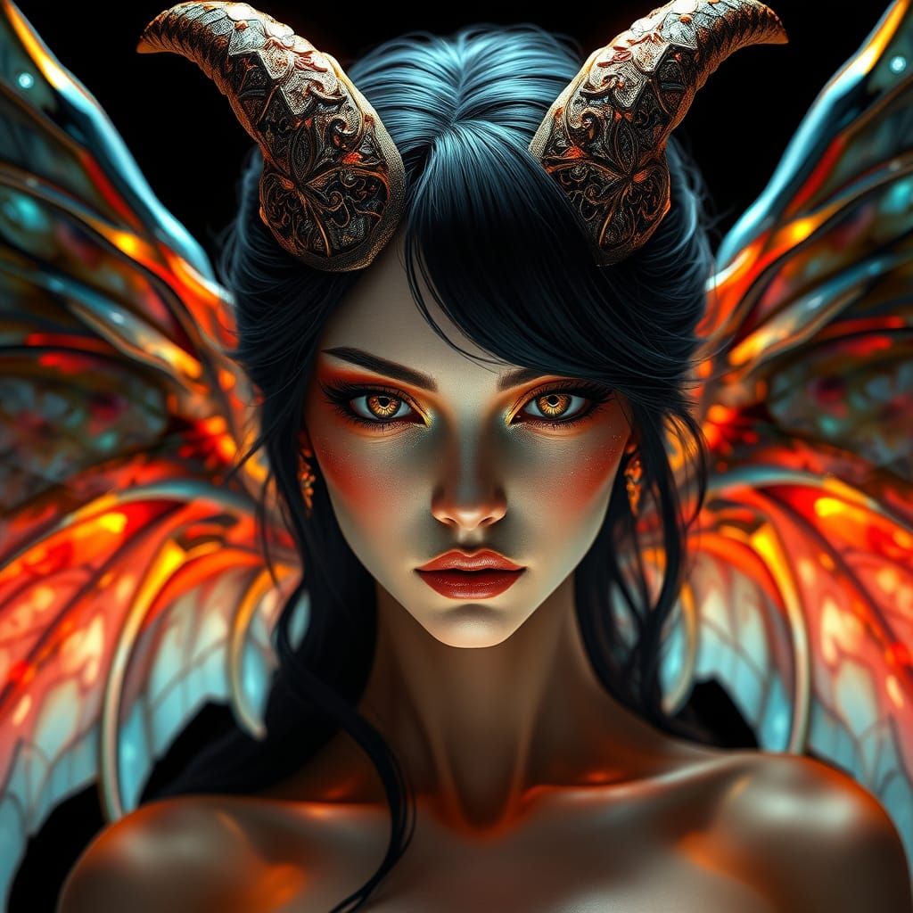 Surreal Angelic Demon Embodies Radiant Duality in Cyberpunk ...