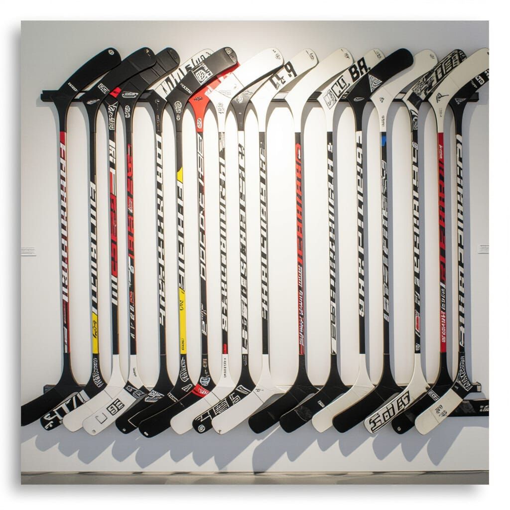 Hockey Sticks Hanging on a Wall