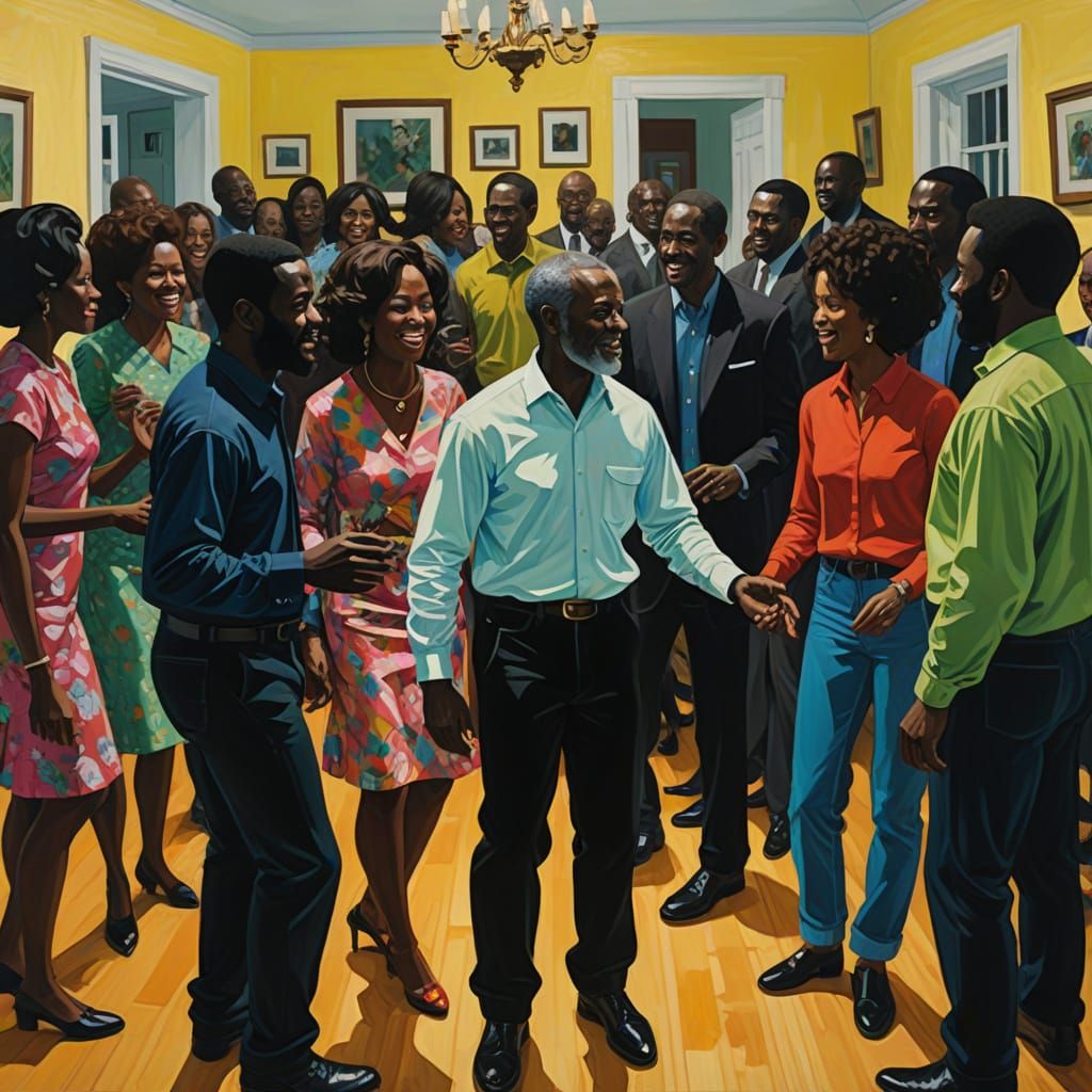 Vibrant House Party Scene Oil Painting