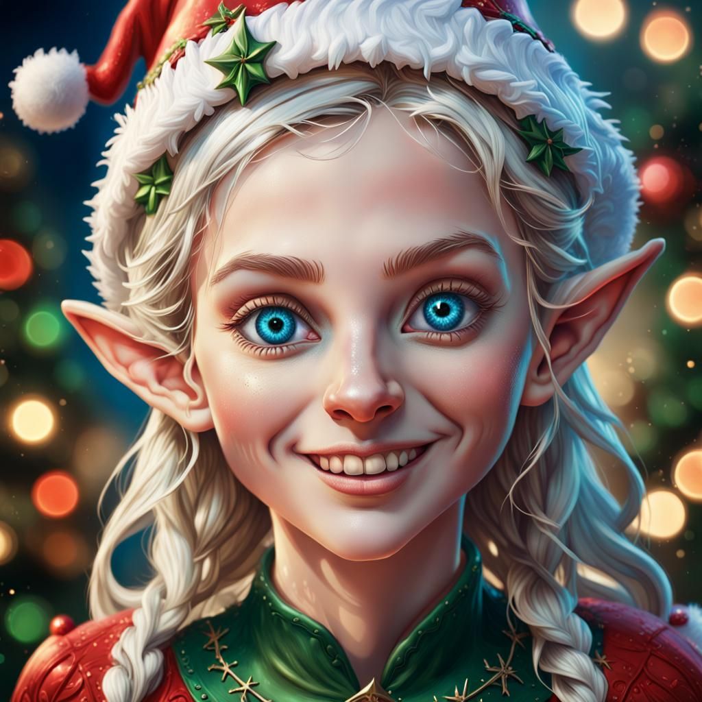 Detailed Christmas Elf Portrait in Hyperrealistic Style