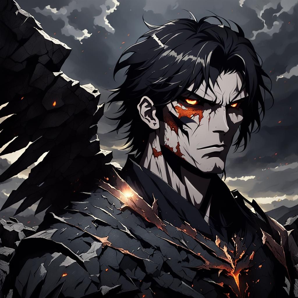 Fallen Angel Azazel in Dark Fantasy Anime Style