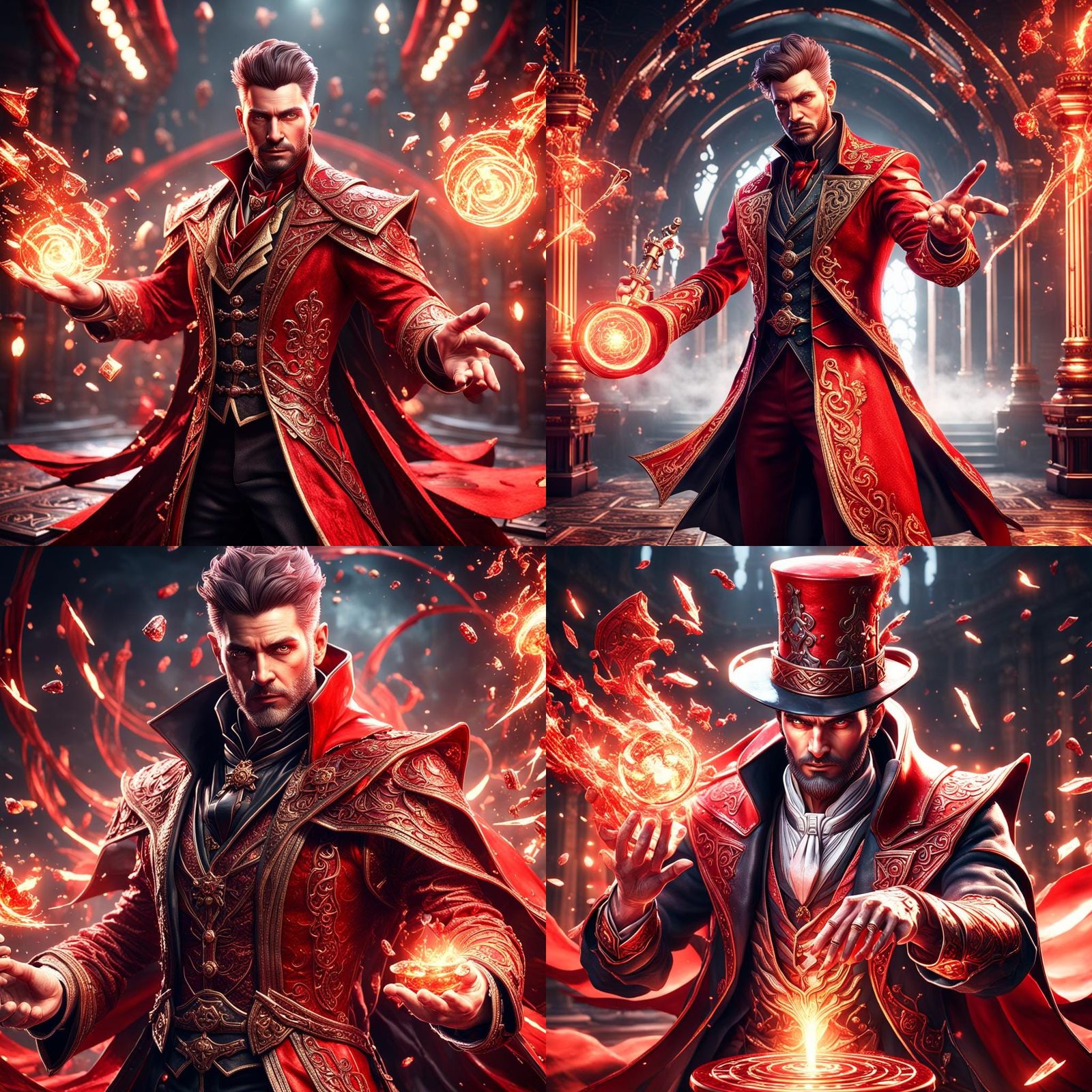 Handsome Magician in Red: 3D Game Cinematic Render