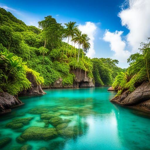 Caribbean Island Jungle with Mermaid Pond