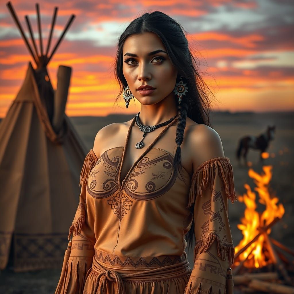 Stunning Native American Woman in Traditional Regalia