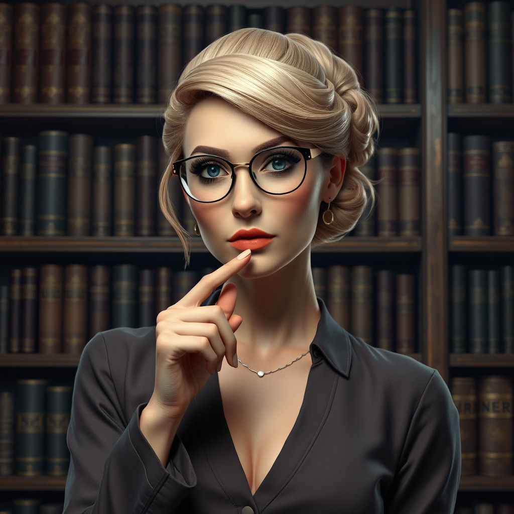 Librarian Asks for Silence: Hyperrealistic Digital Art