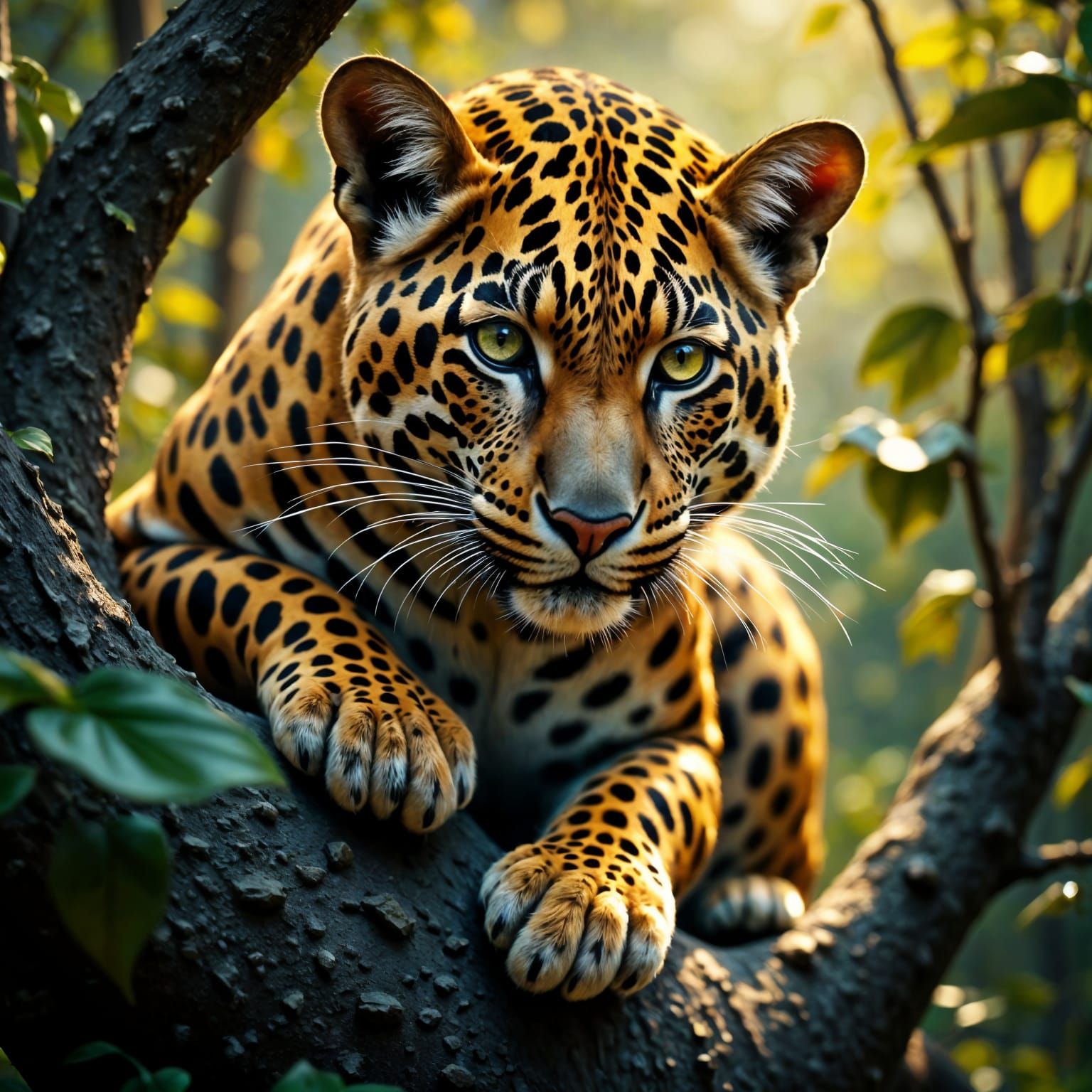 Ethereal Leopard in Mid-Flight