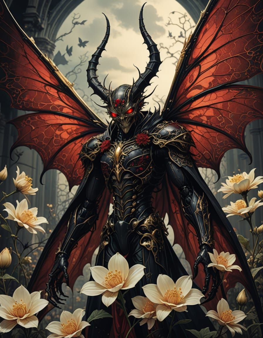 Gothic Manga Art: Fragile Winged Demon Lord