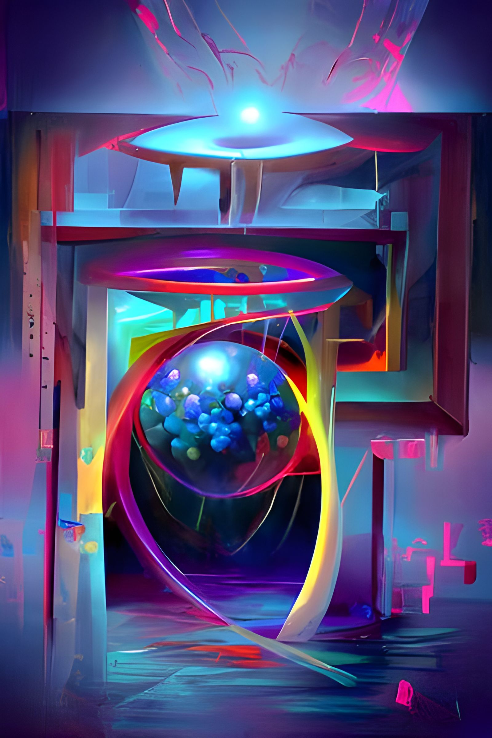 Quantum Portal: Abstract Oil Painting of Atomic World
