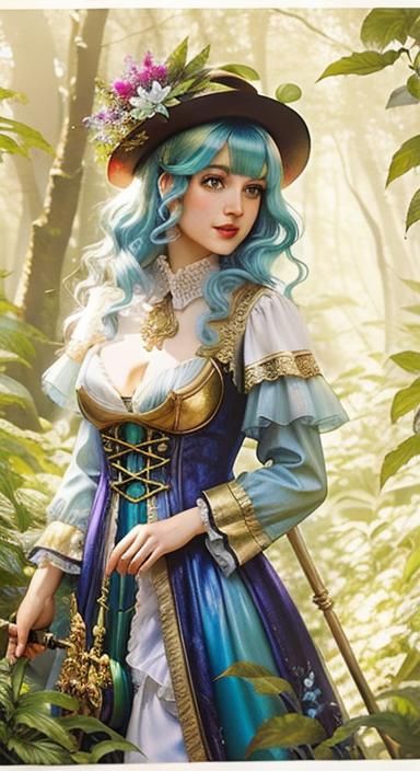 Dreamy Forest Scene with Woman, Francia Style