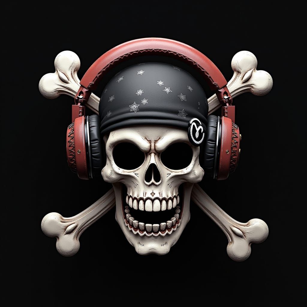 Alien Skull Jolly Roger Flag in 3D Anime Art