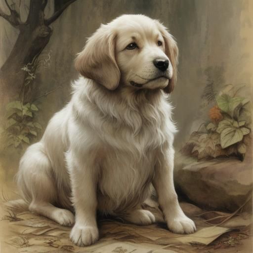 Charming Dog Illustration in Classic Style