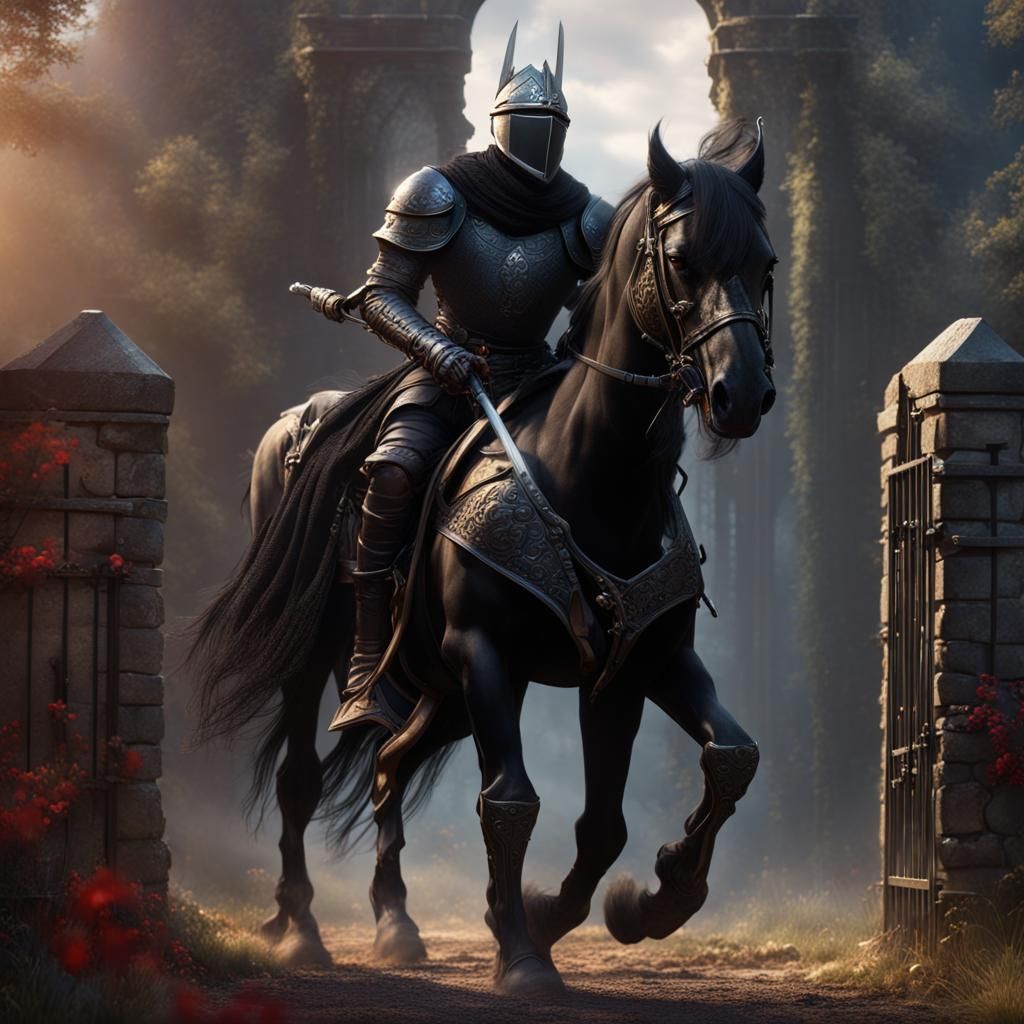Black Knight on Horseback: Fantasy Concept Art