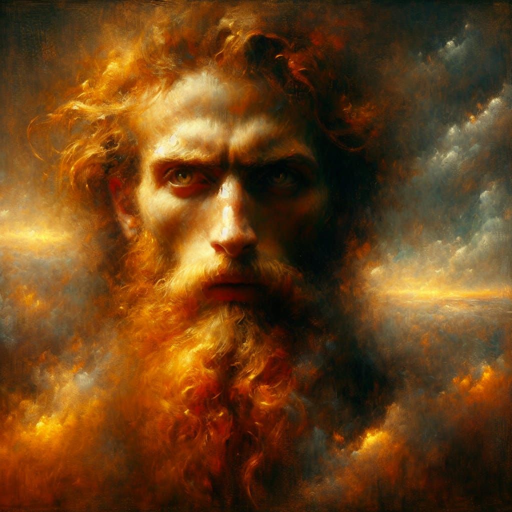 Portrait in Romantic Style with Luminous Sky