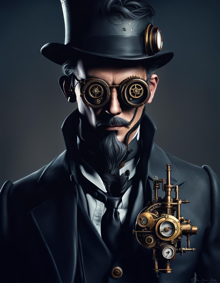 Detailed Steampunk Engine Illustration