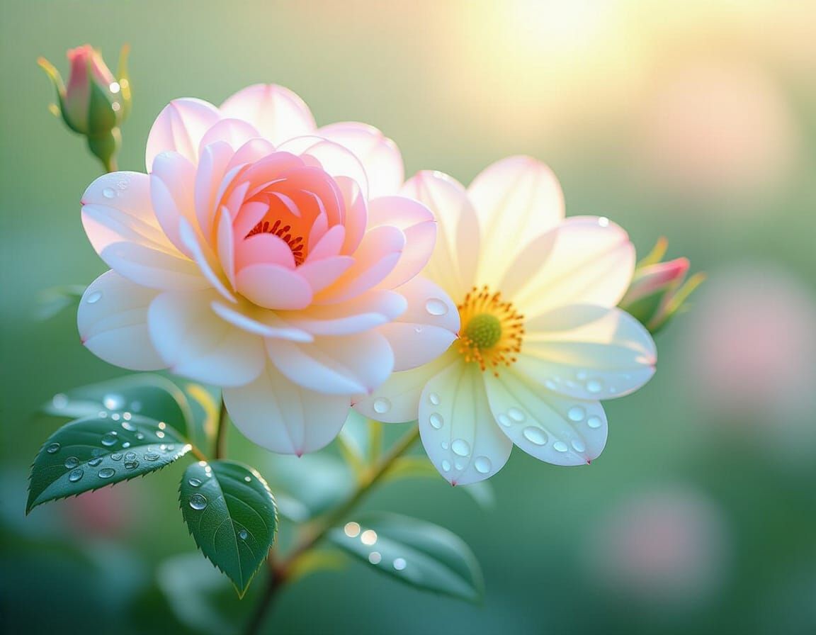 Rose at Sunset in Pastel Colors, Romanticism Style