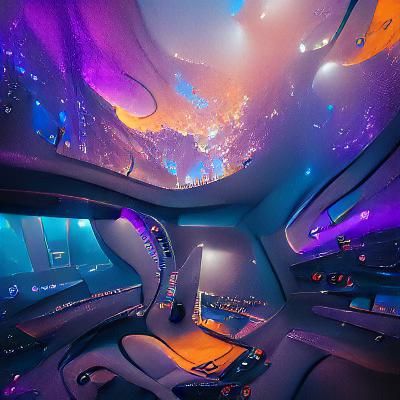 Fantastical Spaceship Interior Concept Art