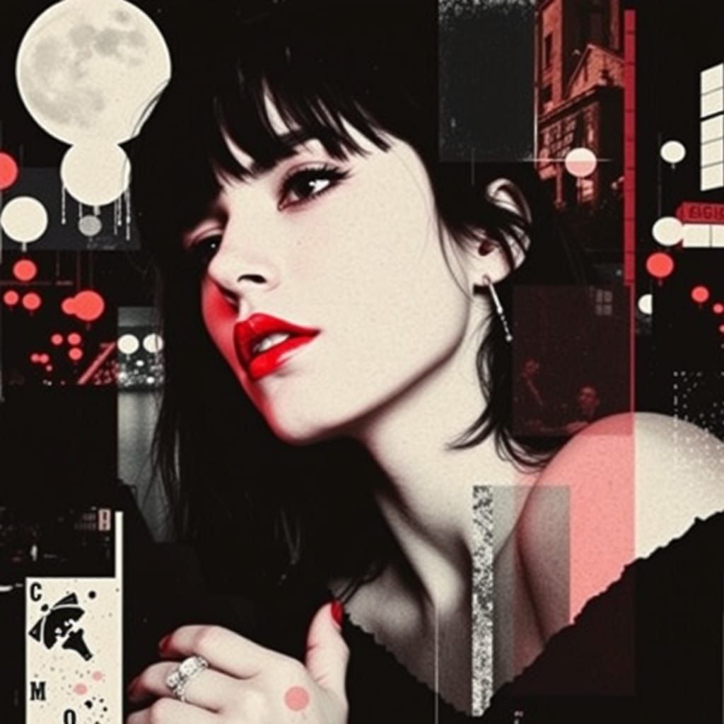 Noir Collage of Woman in Coldwave Style