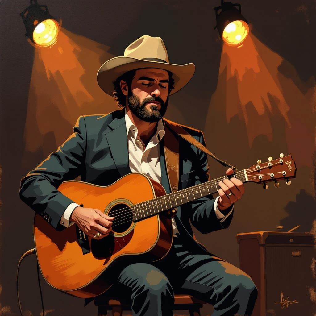 Shakey Graves in Vintage Suit Playing Guitar