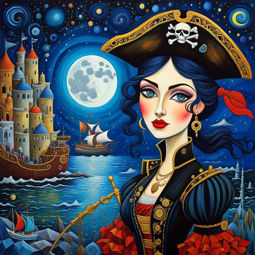 Surreal Unicorn Woman in Geometric Interior