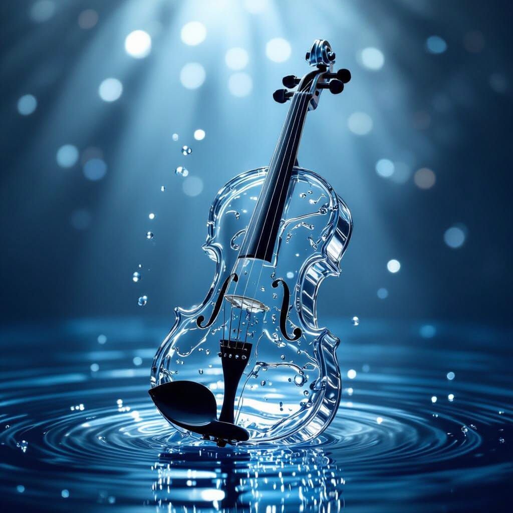 Crystal Water Violin Suspended in Air
