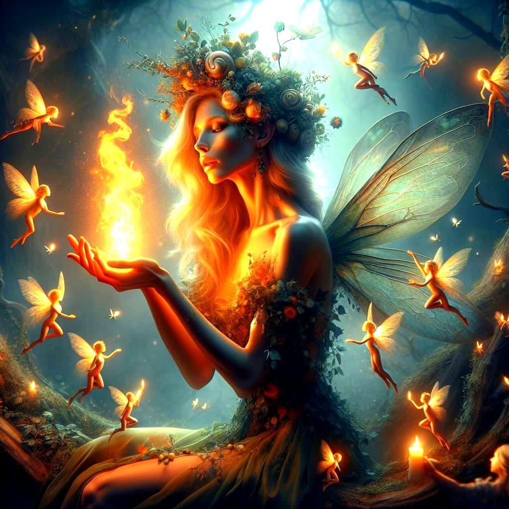 Fairy Queen of Nature with Flame of Life