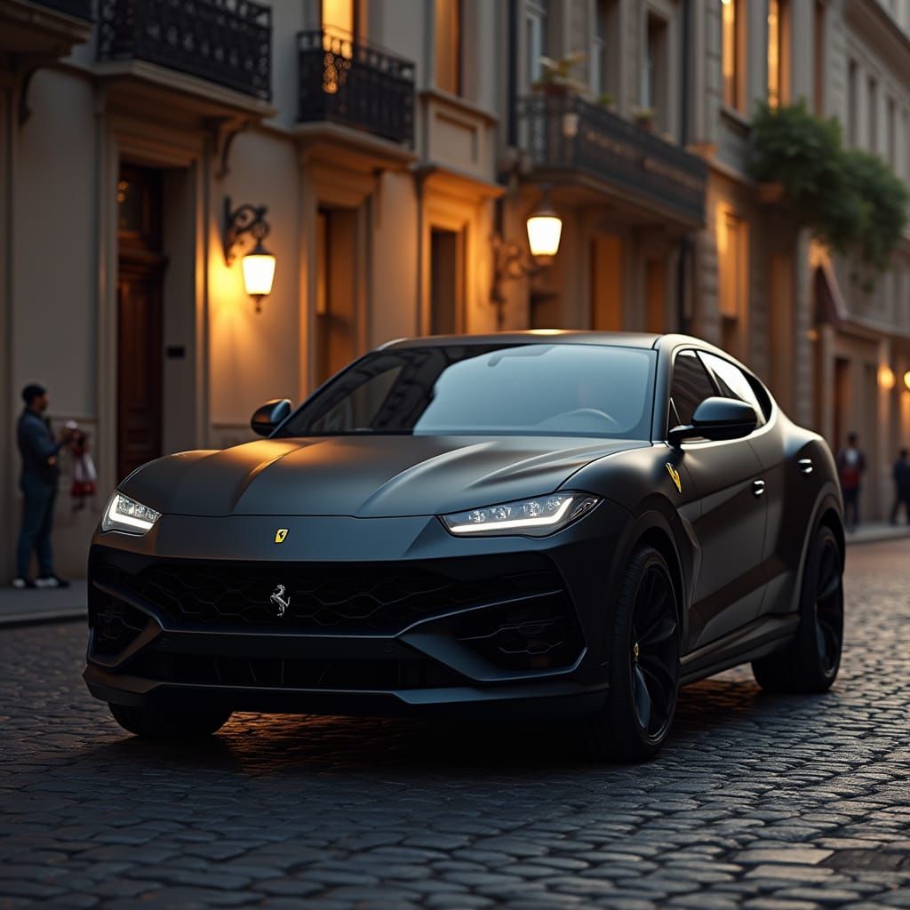 Ferrari Urus in Sleek Futuristic European Setting