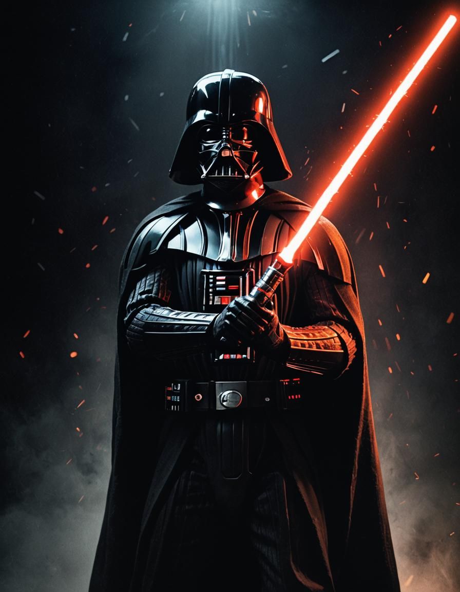 Darth Vader Lightsaber in Ominous Dark Scene